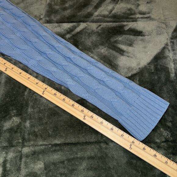 Cardigan Sweater Women’s Large Blue Cable Knit Pockets Long Sleeve Button Preppy - Picture 7 of 9